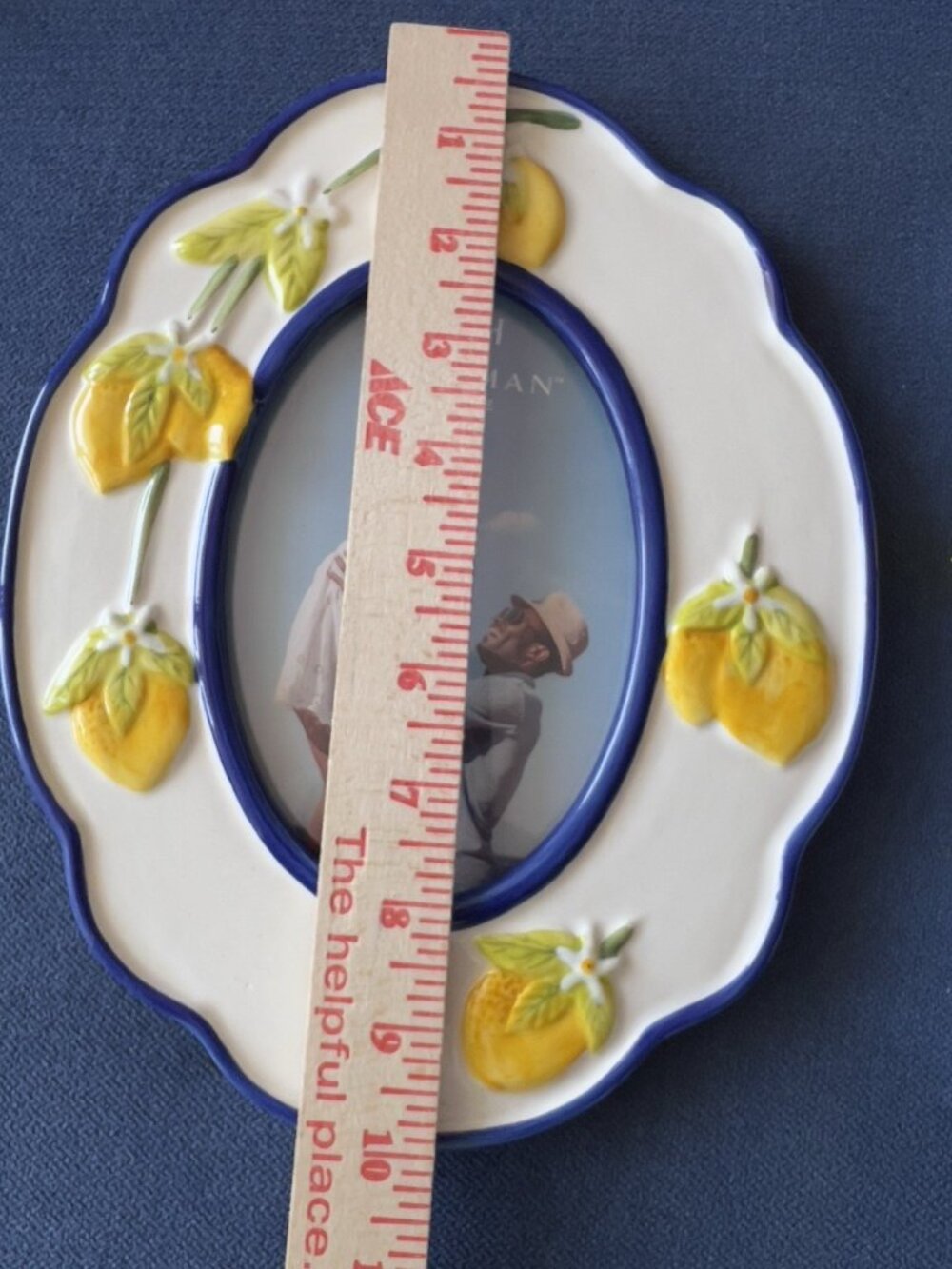 Lemon 4 x 6 Frame & Memo Pad & Pen Set Ceramic Blue Yellow Gift Birthday Hostess - Picture 7 of 9